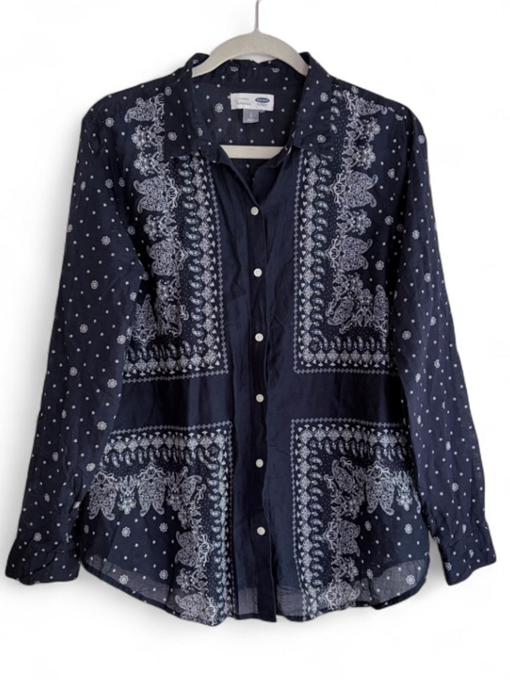 Old Navy 100% Cotton Bandana Print Long Sleeve Button Down Shirt Size L